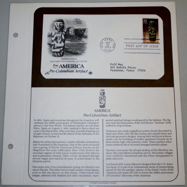 1989 First Day of Issue - Pre-Columbian Artifact