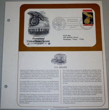 1989 First Day of Issue - United States Senate