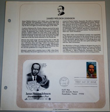 1988 First Day of Issue - James Weldon Johnson