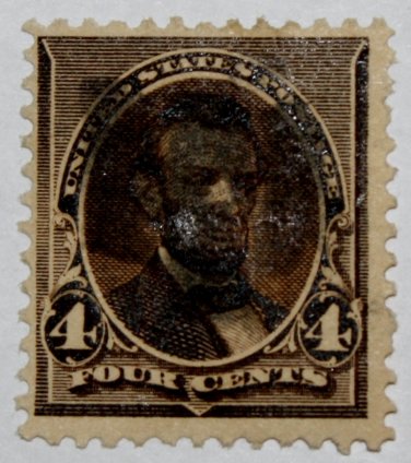 U.S. Cat. # 222 - 1890 4c Lincoln, dark brown