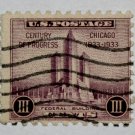 2-U.S. Cat. # 729 - 1933 3c Federal Building at Chicago
