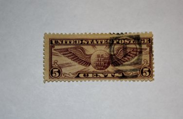U.S. Cat. # C12 - 1930 5c Winged Globe Flat Plate Perf 11