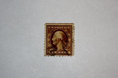 U.S. Cat. # 334 - 1908 4c Washingto, DL Wmrk, orange brwn