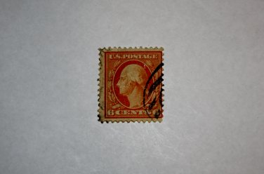 U.S. Cat. # 336 - 1909 6c Washington, DL Wmrk, red orange