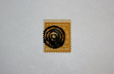 U.S. Cat. # 338 - 1909 10c Washington, DL Wmrk, yellow
