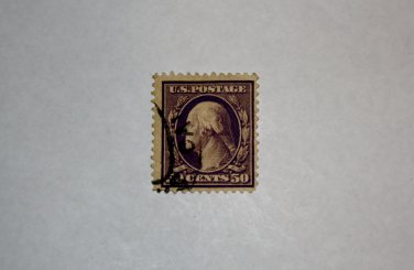 U.S. Cat. # 341 - 1909 50c Washington, DL Wmrk, violet