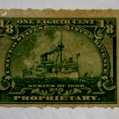 U.S. Cat. # RB20p Revenue Stamp - 1898 Battleship 1/8c yellow green, Hyphen Hole
