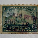 U.S. Cat. # RB24p Revenue Stamp - 1898 Battleship 1 c green, Hyphen Hole