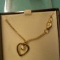 vintage faux pearl and goldtone heart necklace in original box