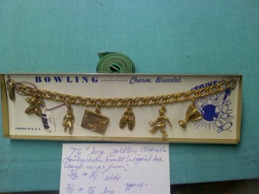 charm bracelet still on card and in original box - Bowling 1950's or 60's