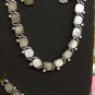 Lisner gray mother-of-pearl and rhinestones vintage jewelry set