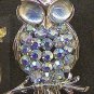 Coro aurora borealis rhinestone and cabochon owl pin