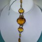 Antique early 1900's marked made in Czech -amber colored glass stones and beads on brass