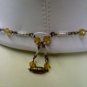 citrine or pale amber glass and crystal 1920's vintage necklace