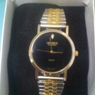 Men's Helbros INVINCIBLE black and gold watch with gold and silver Speidel stretch band