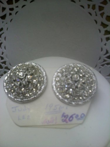 Judy Lee rhinestone dome clip earrings from the 1950's vintage