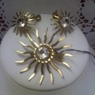 Sarah Coventry vintage pin and clip earrings set "Fascination" goldtone