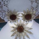 Sarah Coventry - Starburst - vintage brooch pin and clip earring set