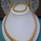 Sarah Coventry faux marble vintage plastic bead necklace and bracelet goldtone