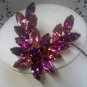 Pink, fuchsia and purple rhinestones vintage pin brooch