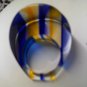 Vintage bold Retro MOD chunky blue and gold striped Lucite ring