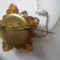 Vintage signed Made in Germany honey and amber with topaz and caramel wired and tipped brooch pin