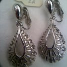 Crown Trifari textured silvertone vintage clip earrings