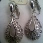 Crown Trifari textured silvertone vintage clip earrings