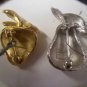 Crown Trifari textured mini fruit collection pear and strawberry vintage brooch pin