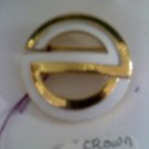Crown Trifari goldtone and white enamel vintage brooch pin