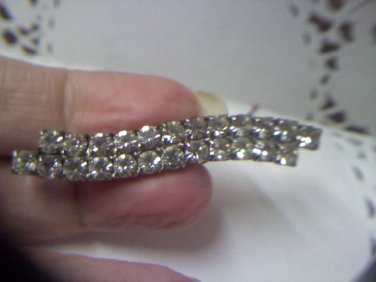 vintage 1940's two rows of crystal rhinestones bar brooch pin
