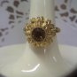 AVON round topaz amber root beer goldtone ring size 7