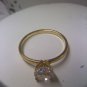 Jewelry store CZ-diamond solitaire sample ring - vintage gold plated size 12