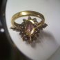 925 sterling silver Pink Ice solitaire with rhinestones cocktail ring - vintage gold plated size 7