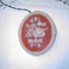 Vintage Avon Coral and cream thermoset plastic Bouquet Cameo Pin/Brooch