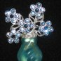 Avon SH Vintage Blue Rhinestone Flower Pot Brooch