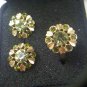 Avon "Sun Brilliants" peridot green on goldtone ring and clip earrings set 1974