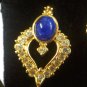 Avon Faux LAPIS LAZULI and rhinestone on goldtone pierced dangle earrings