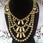 Vintage pale yellow rhinestone necklace on goldtone with extra flair