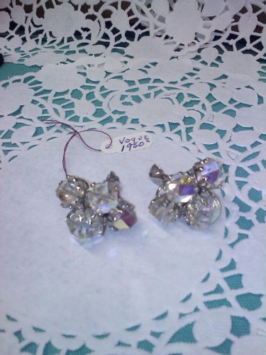 Vogue Aurora Borealis crystal bead clip earrings