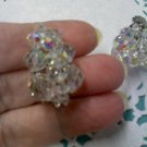 Aurora Borealis crystal bead tall clip earrings