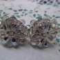 Aurora Borealis crystal bead clip earrings vintage from Germany