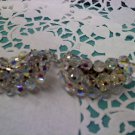 Aurora Borealis crystal bead extra tall crescent clip earrings