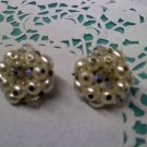 Laguna faux pearl and Aurora Borealis crystal beads clip earrings