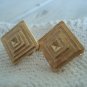 Avon Textured Aztec Mayan Pyramids Modernist vintage clip earrings in goldtone