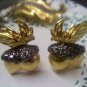 Avon "Elegant Acorn" from 1994 Vintage faux Marcasite and gold Brooch Pin and Clip Earrings set