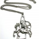 Cathedral Genuine Pewter Sagitarius pendant on a 30 inch long chain vintage zodiac necklace