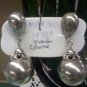 Marino vintage Chrome orb silvertone ball swinging pendant clip earrings