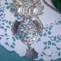 Vintage 70'S large FABULOUS reticulated articulated OWL pendant necklace dangle MOD