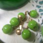 vintage Hong Kong necklace and clip earrings in lime green and gold